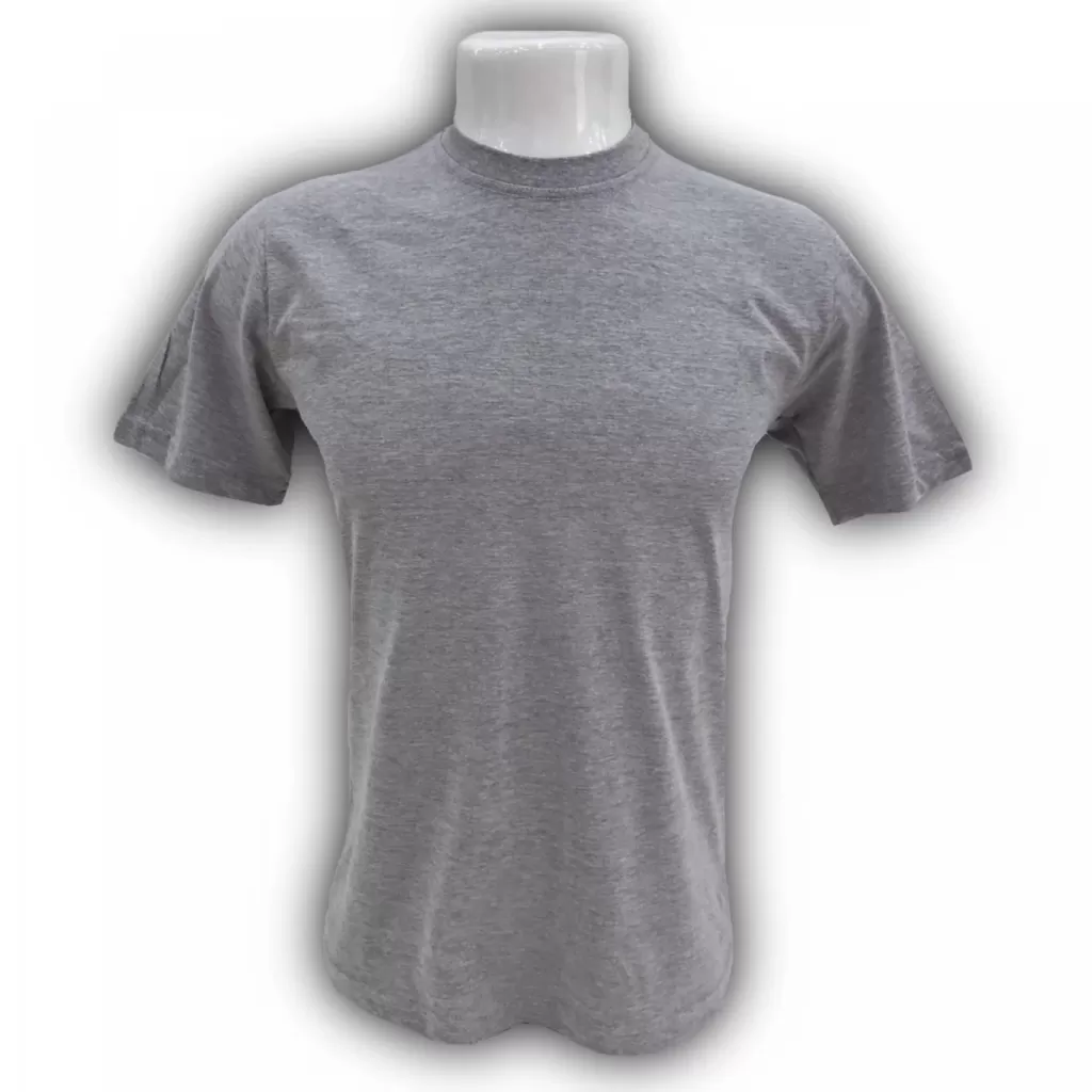 Camiseta Básica, manga curta, Penteada Fio 30 - Cinza Mescla