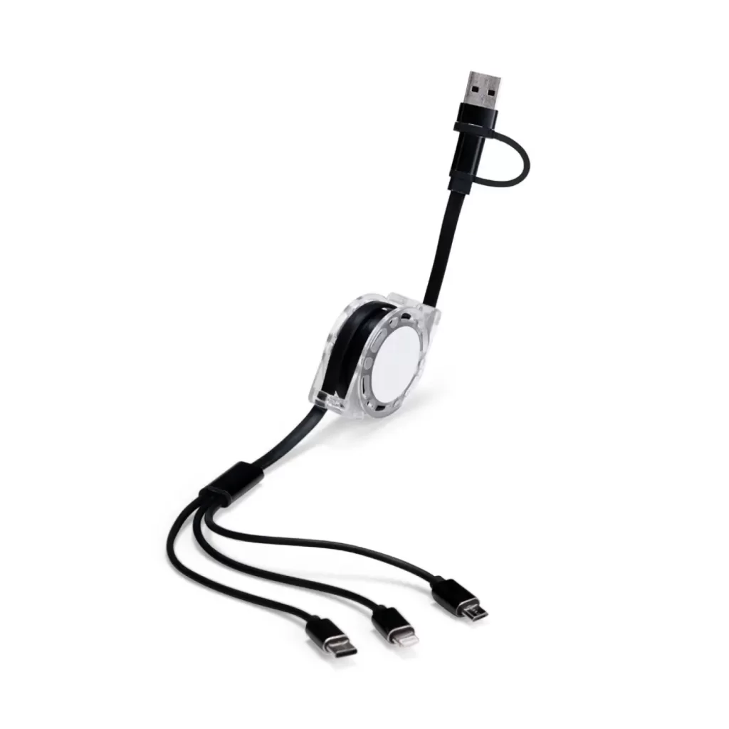 Cabo Retrátil 3 em 1 com Adaptador