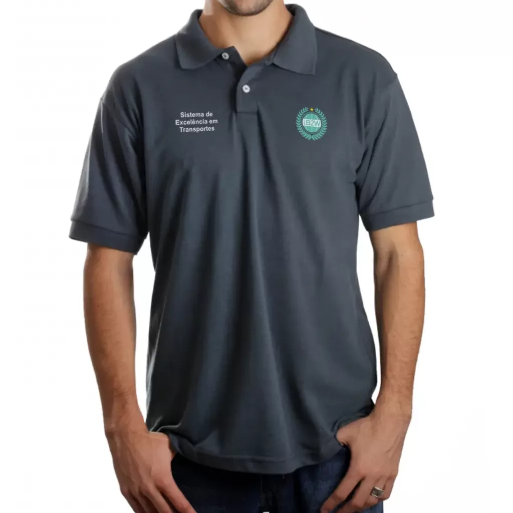 Camiseta Polo Piquet Personalizada - Cinza