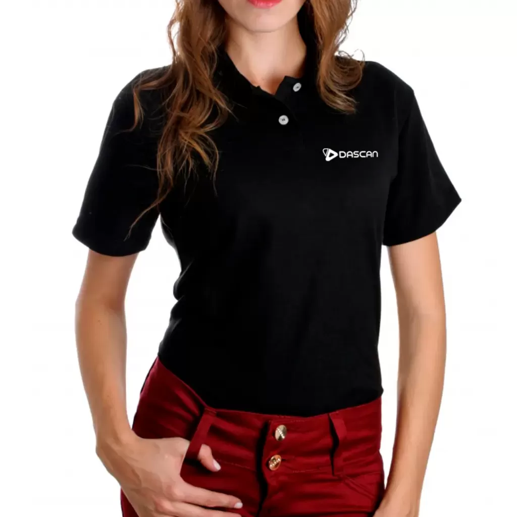 Baby look Polo Piquet Personalizada - Preta