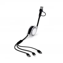 Cabo Retrátil 3 em 1 com Adaptador