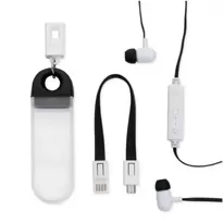 Fone de Ouvido Bluetooth com Estojo e Cabo  Personalizado