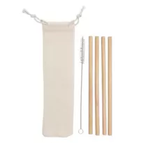 Kit Canudos de Bambu com Escova de Limpeza Personalizada  - 14597